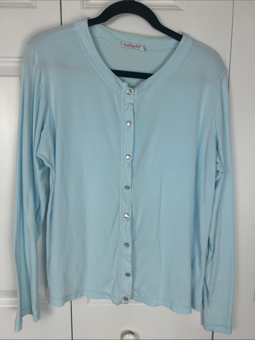 fresh produce Light Blue Snap Front T-Shirt/Jacket size L